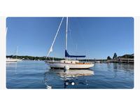 1986 Portland Yacht Services on trailer wrapped Maine 22.4 Cape Dory Typhoon Senior